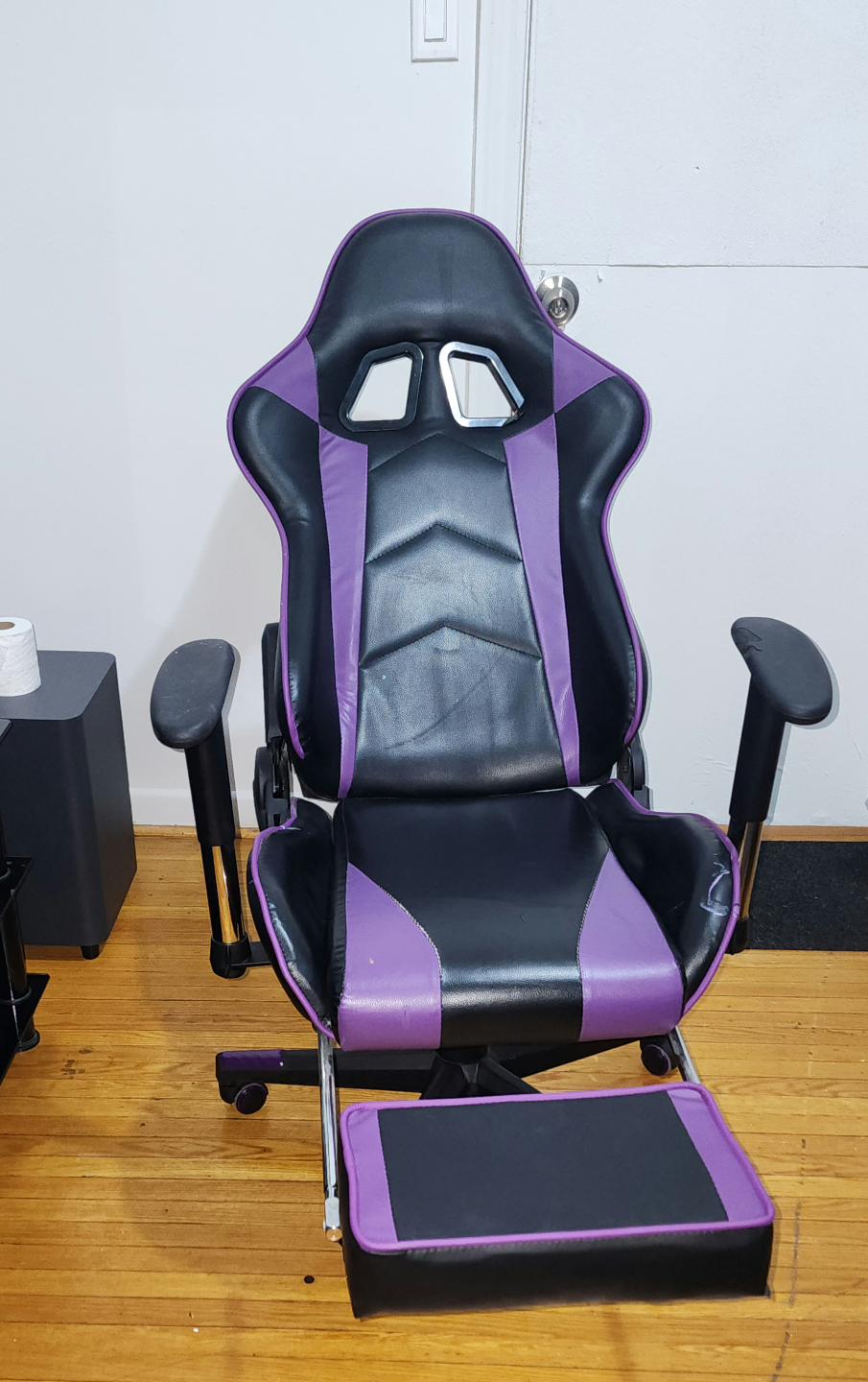 Purple and Black Gaming Chair with Footrest - photo 2