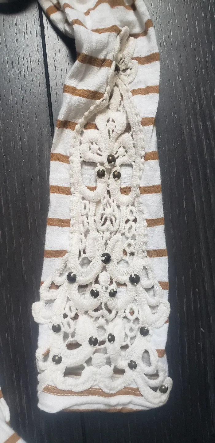 Free People Striped Scoop Neck Tee w/ Chloe Lace Detail image indicator(2)