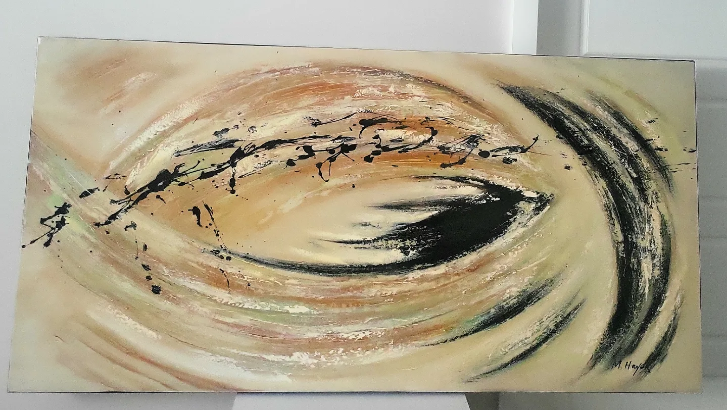 Original abstract Canvas Painting by M. Hayes. 30 x 60 inches thumbnail