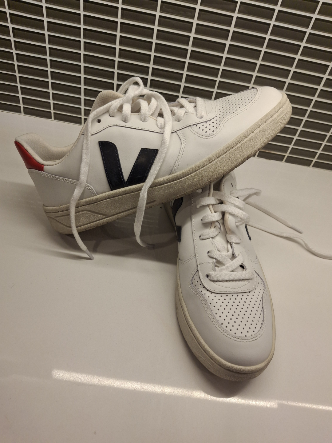VEJA Esplar Sneakers - White/Navy/Red - Women's Size 39
