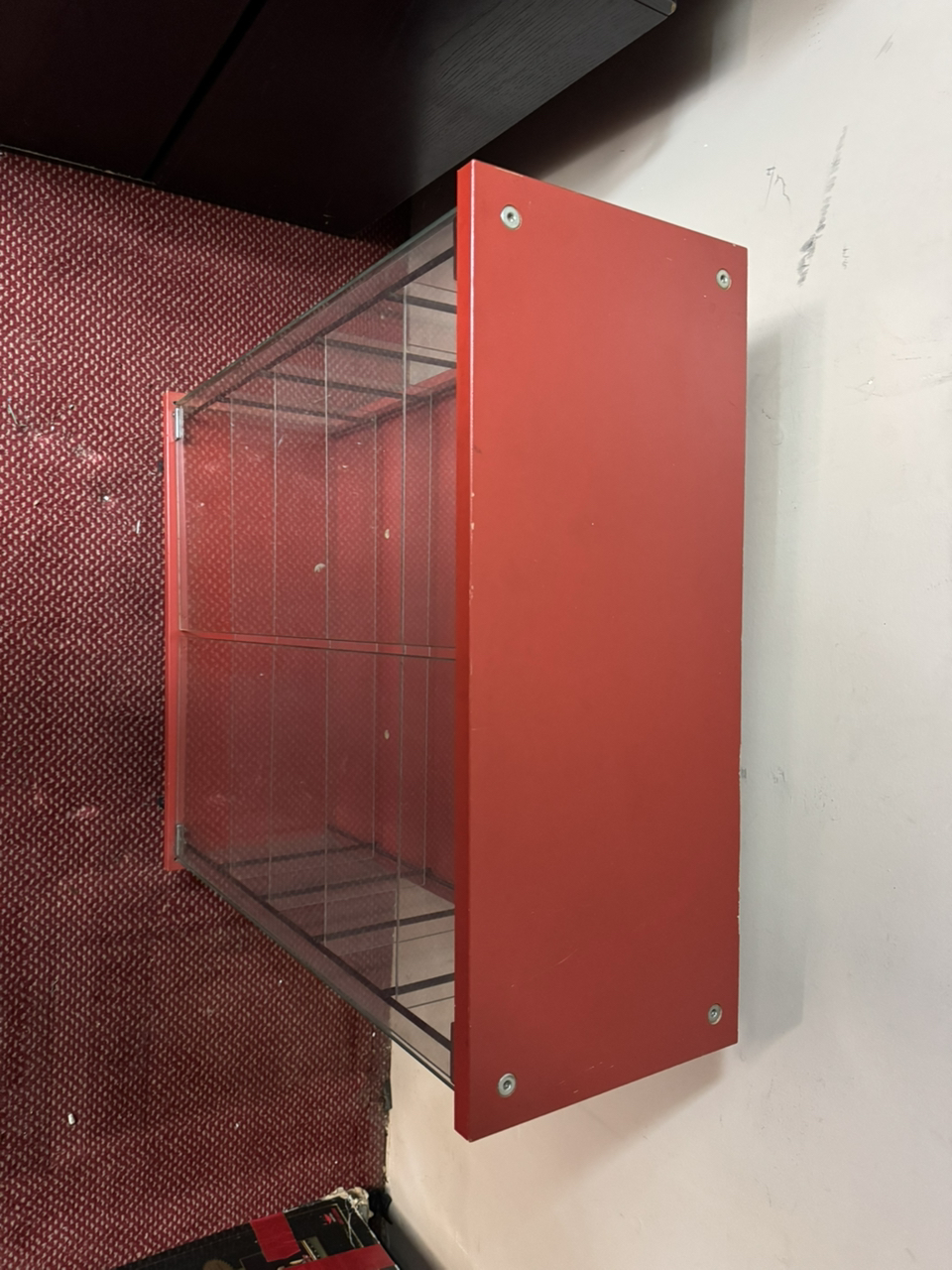Red Glass Accent Cabinet With 2 Glass Doors and  4 Glass shelves - photo 4