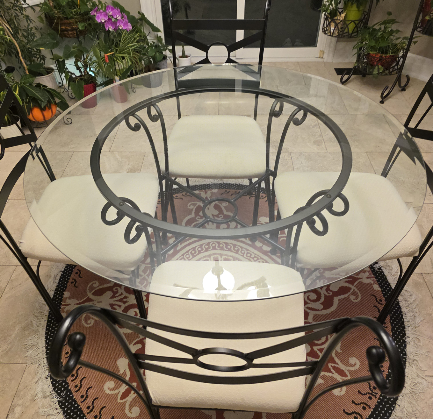 Dining Round Glass Table with 4 Chairs - photo 2
