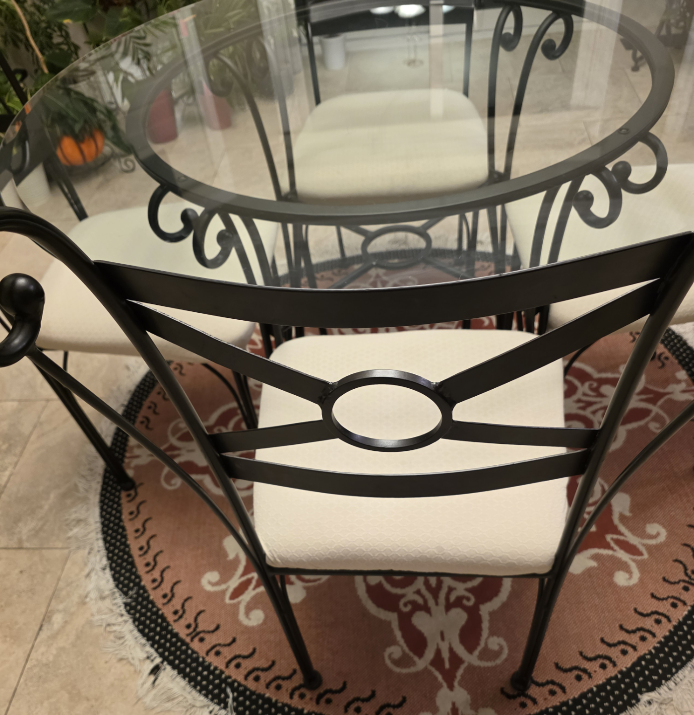 Dining Round Glass Table with 4 Chairs - photo 3