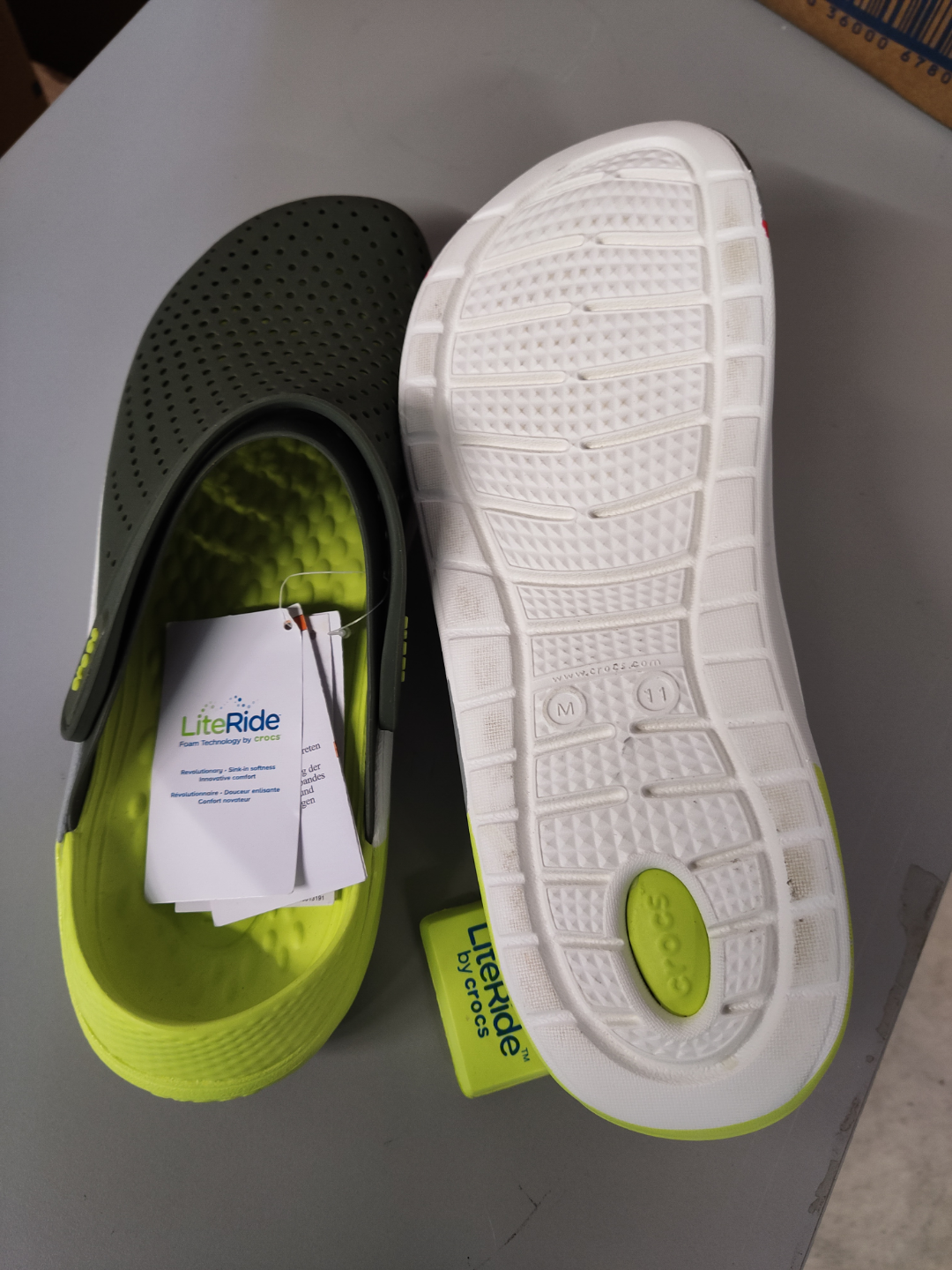 Crocs LiteRide™ Clogs - Men's Size M - Olive Green & Lime
