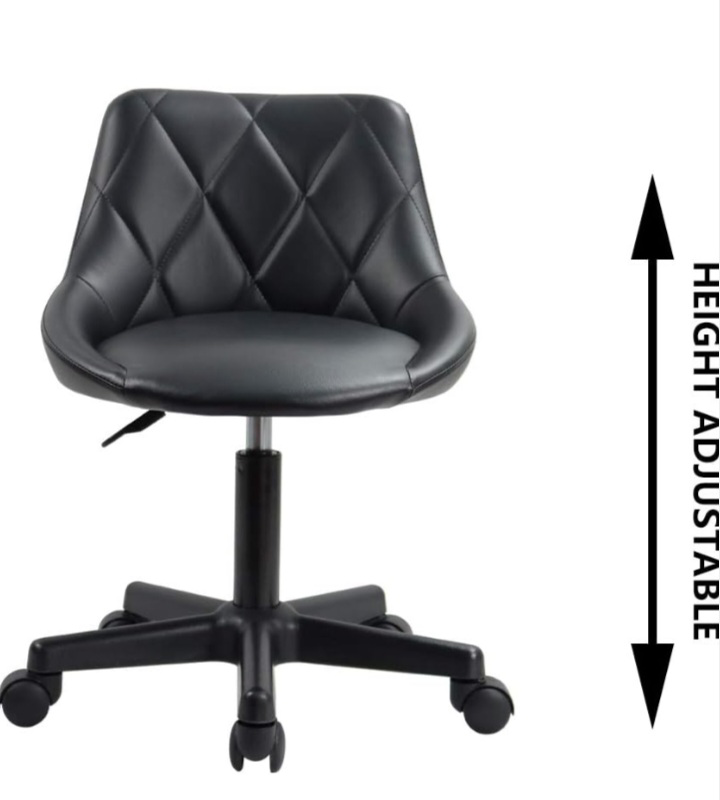 Black PU Leather Swivel Rolling Chair - photo 3