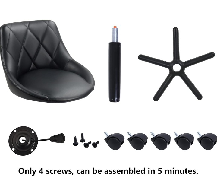 Black PU Leather Swivel Rolling Chair - photo 4