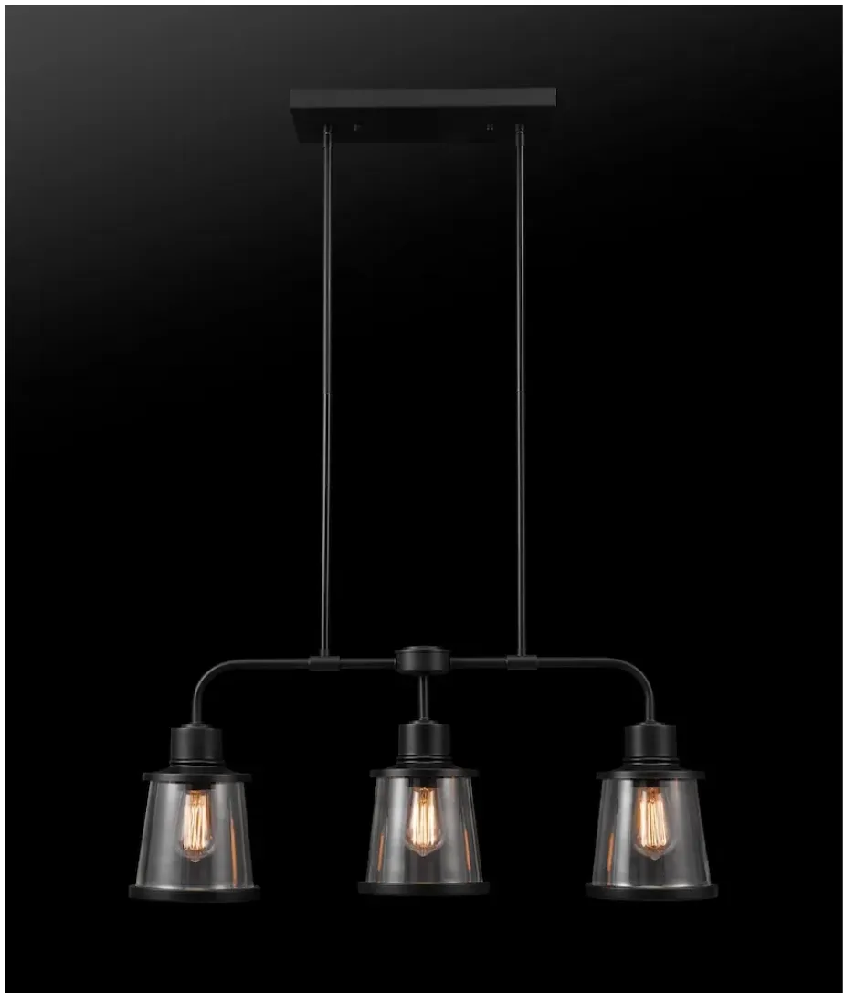 Globe Electric 3-Light Matte Black Linear Dining Room Chandelier image indicator(3)