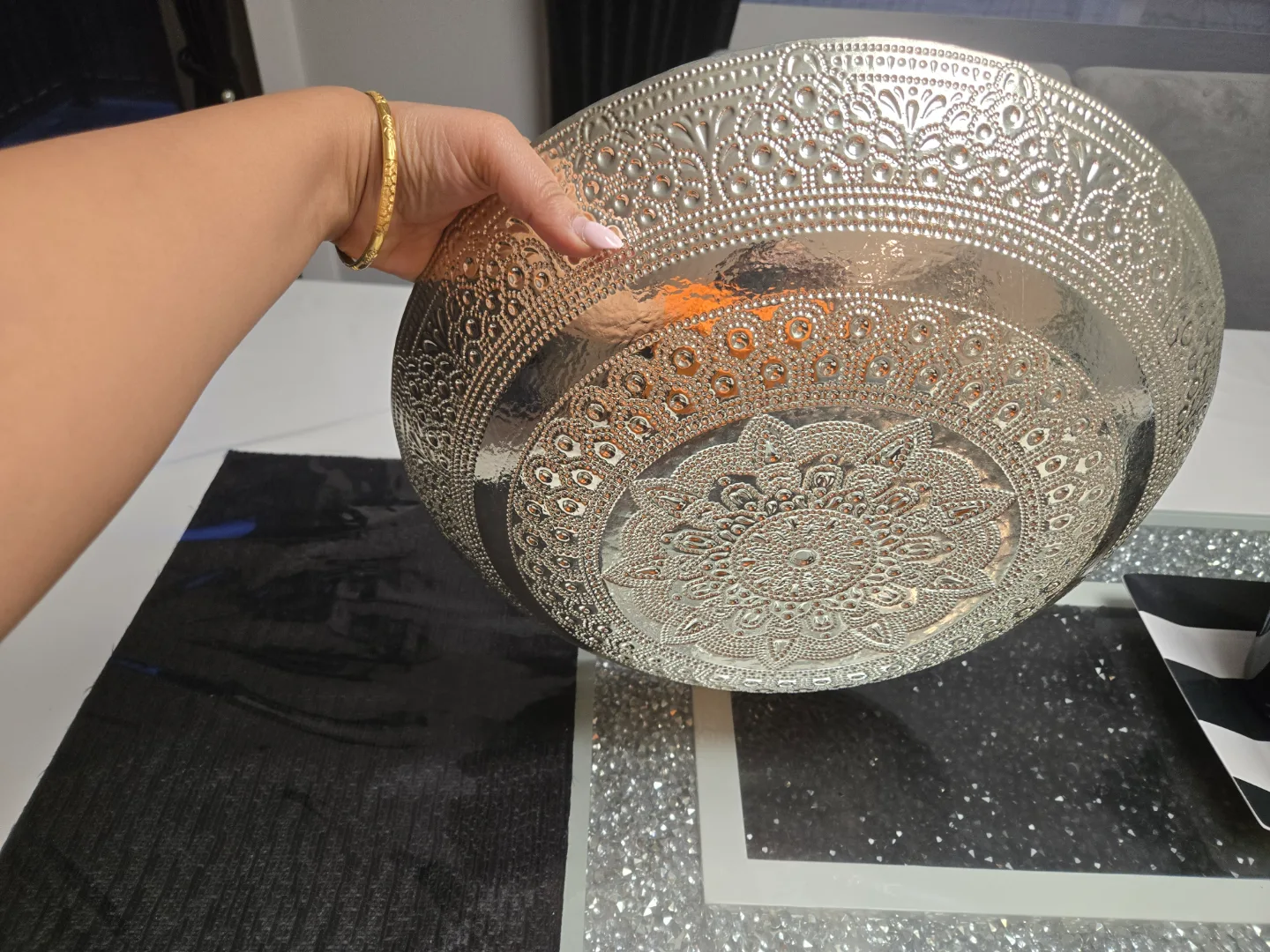 Large Silver Decorative Plate thumbnail