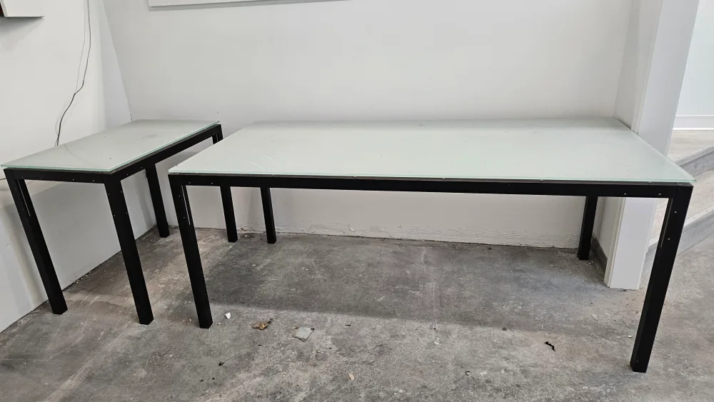 Modern Glass Top Desk and side table - Set of Two thumbnail