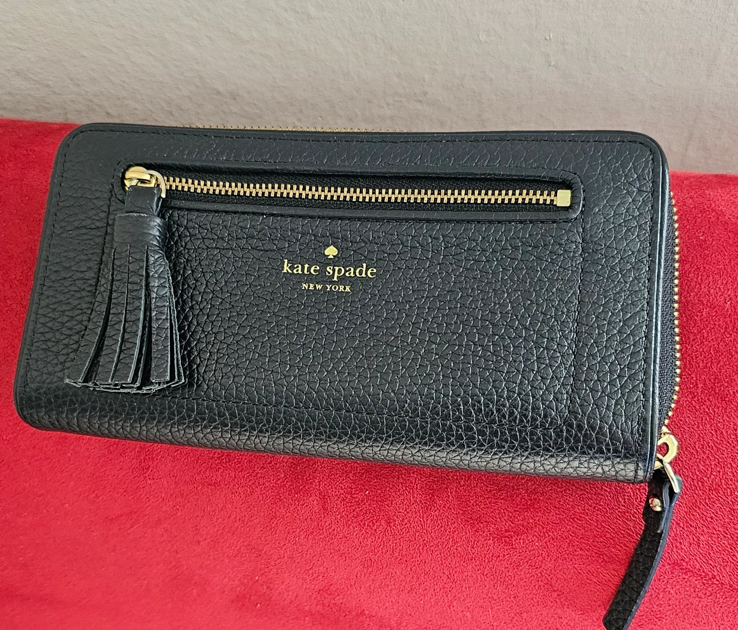 Kate Spade Black Leather Zip Around Wallet thumbnail