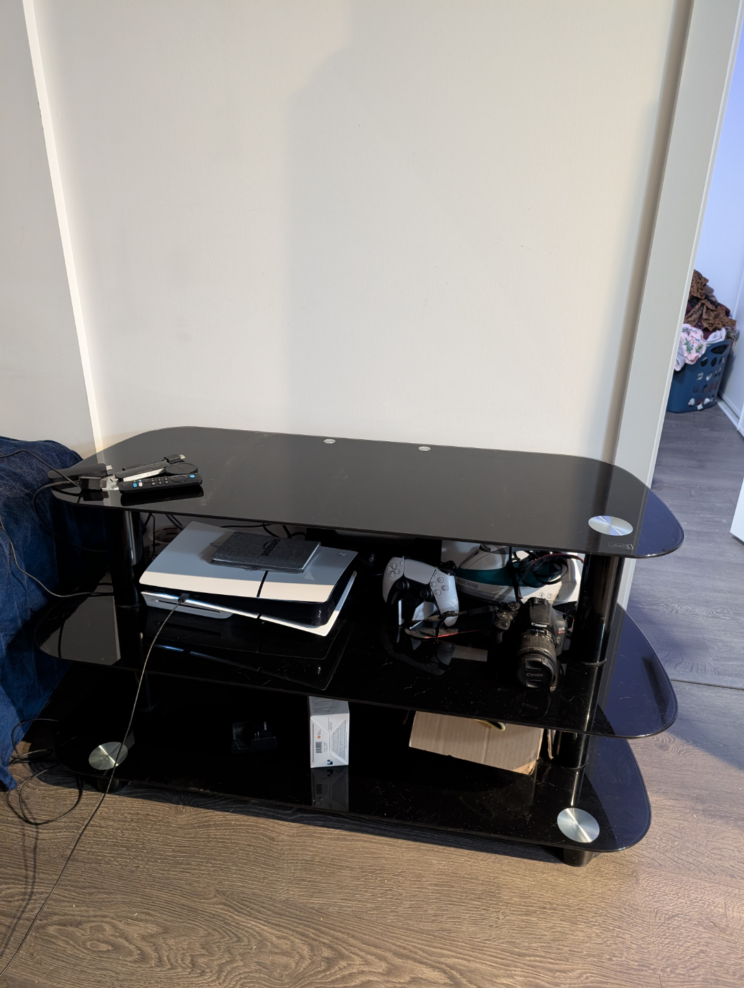 Black Glass 3-Tier TV Stand