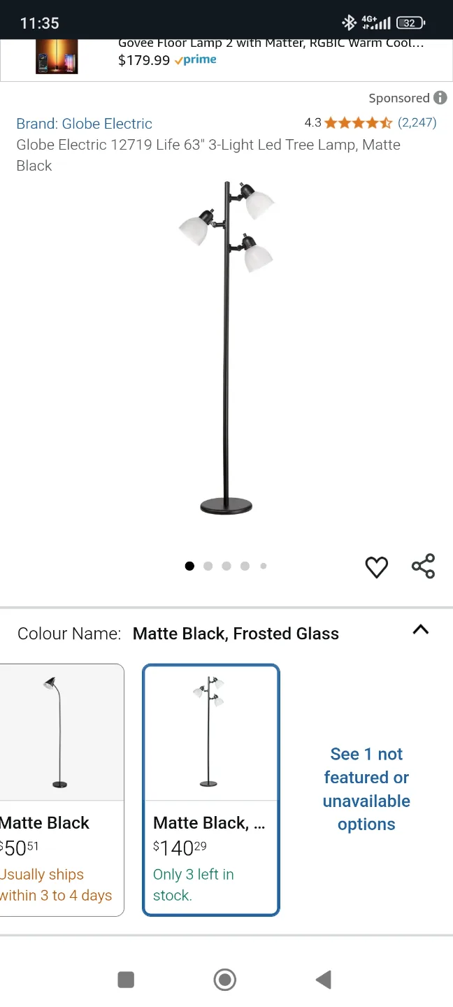 Globe Electric 3-Light Tree Lamp image indicator(3)