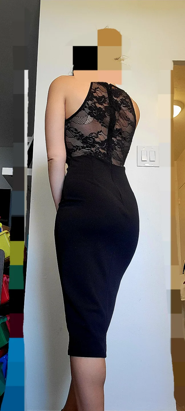 Black Lace Detail Bodycon Dress image indicator(2)