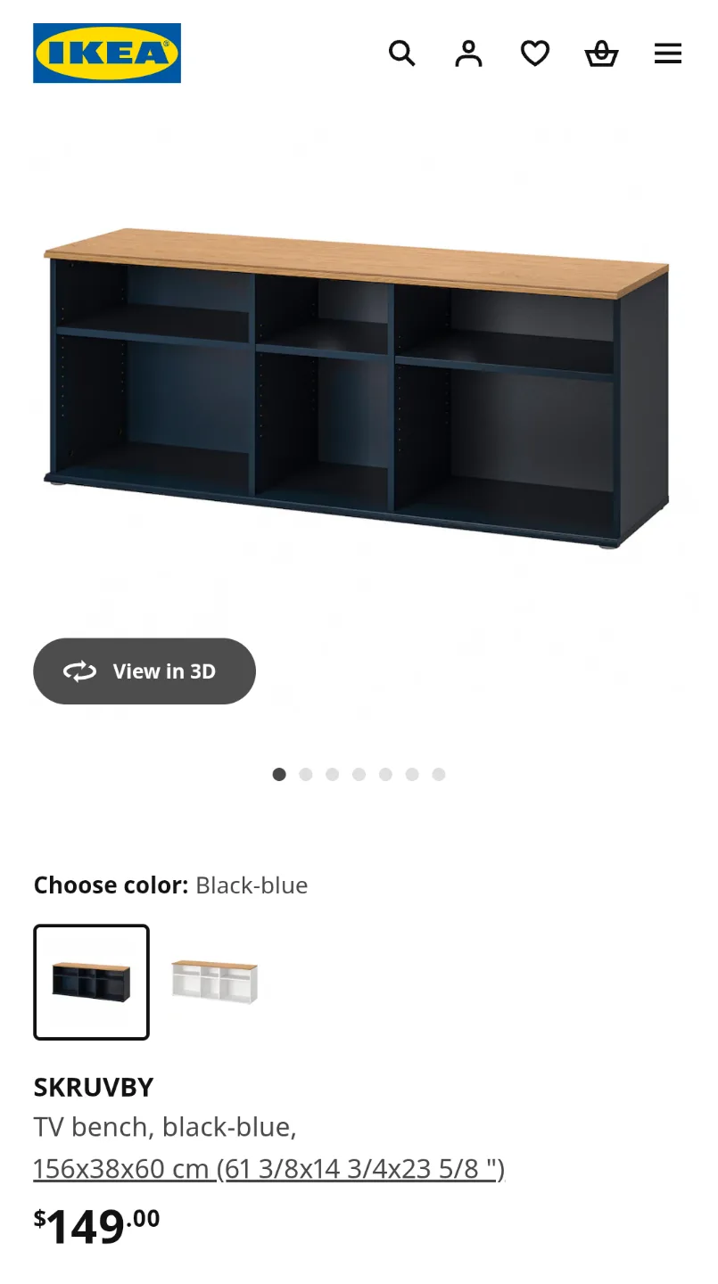 IKEA SKRUVBY TV Bench - Black-Blue image indicator(3)