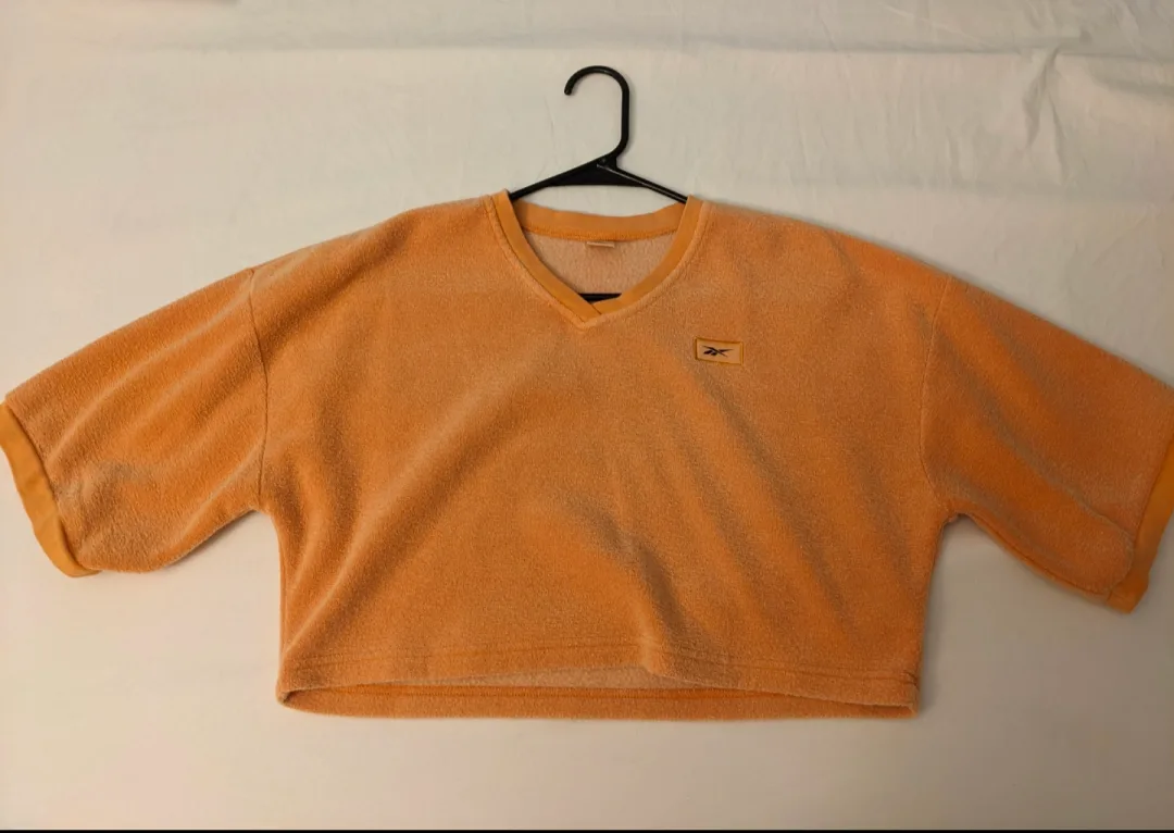 Orange Reebok Cropped V-Neck Short Sleeve Sweater 🏒 thumbnail