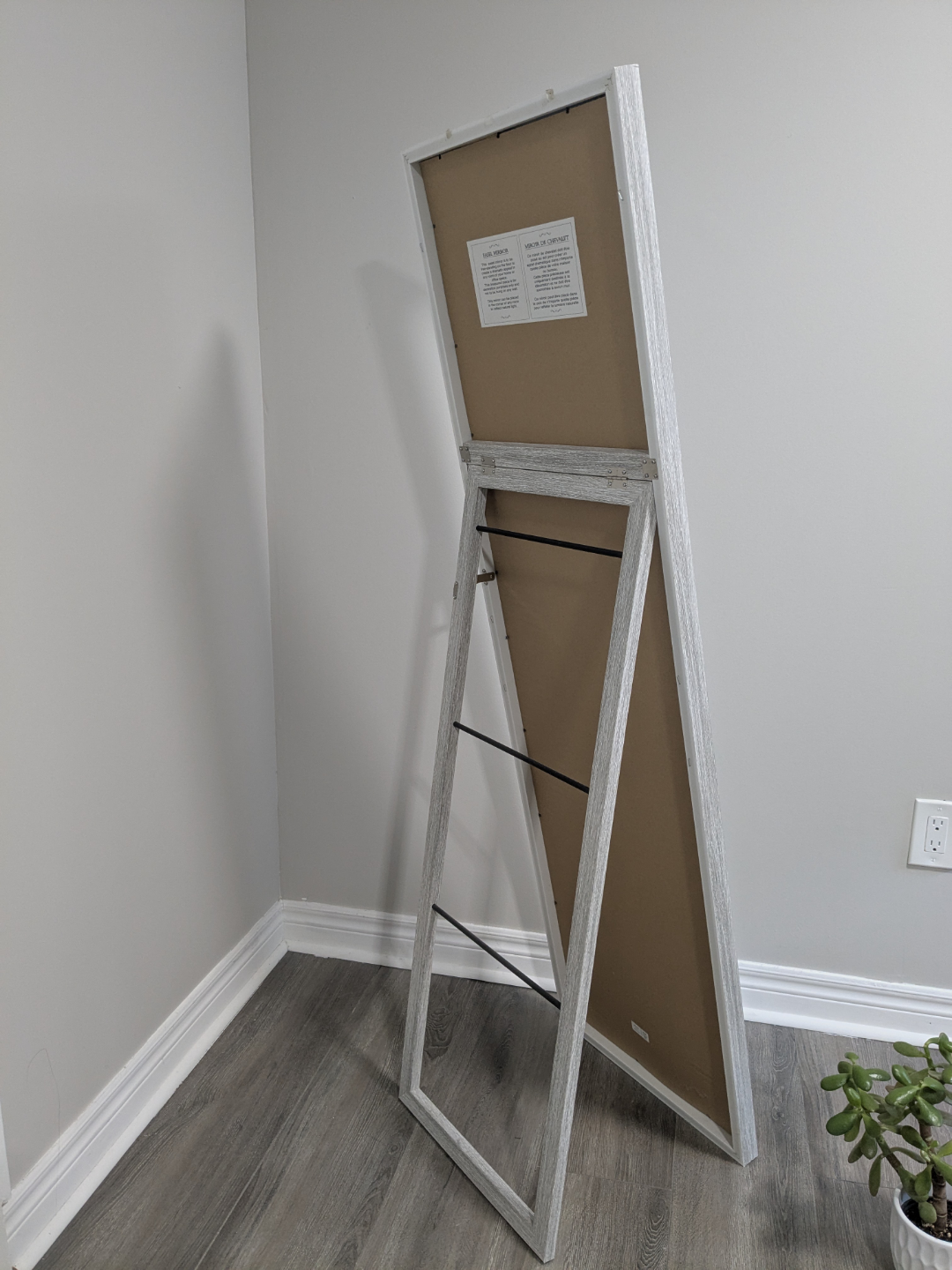 Full Length Leaner Mirror - White-Grey Wood Frame - photo 2