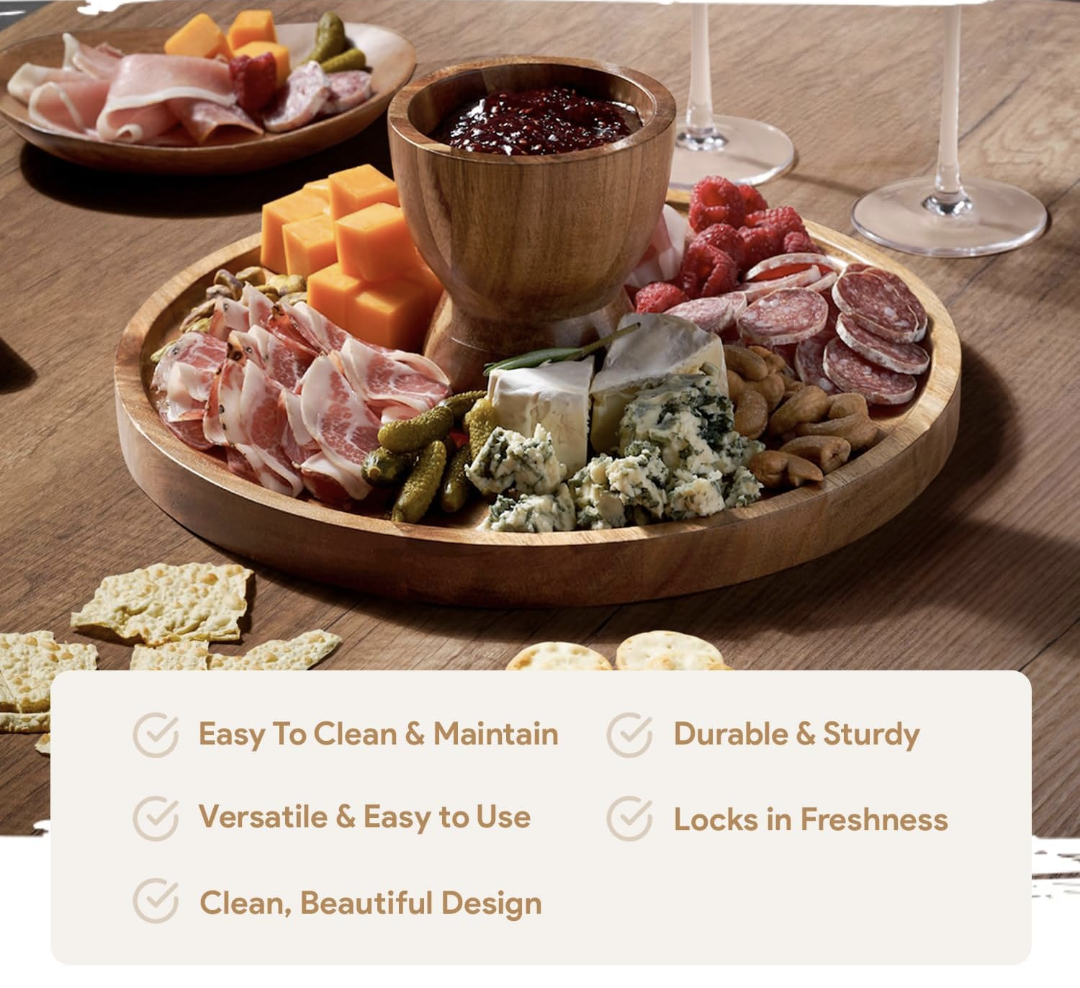 Acacia Cake Stand/Charcuterie Board with Acrylic Lid - photo 3