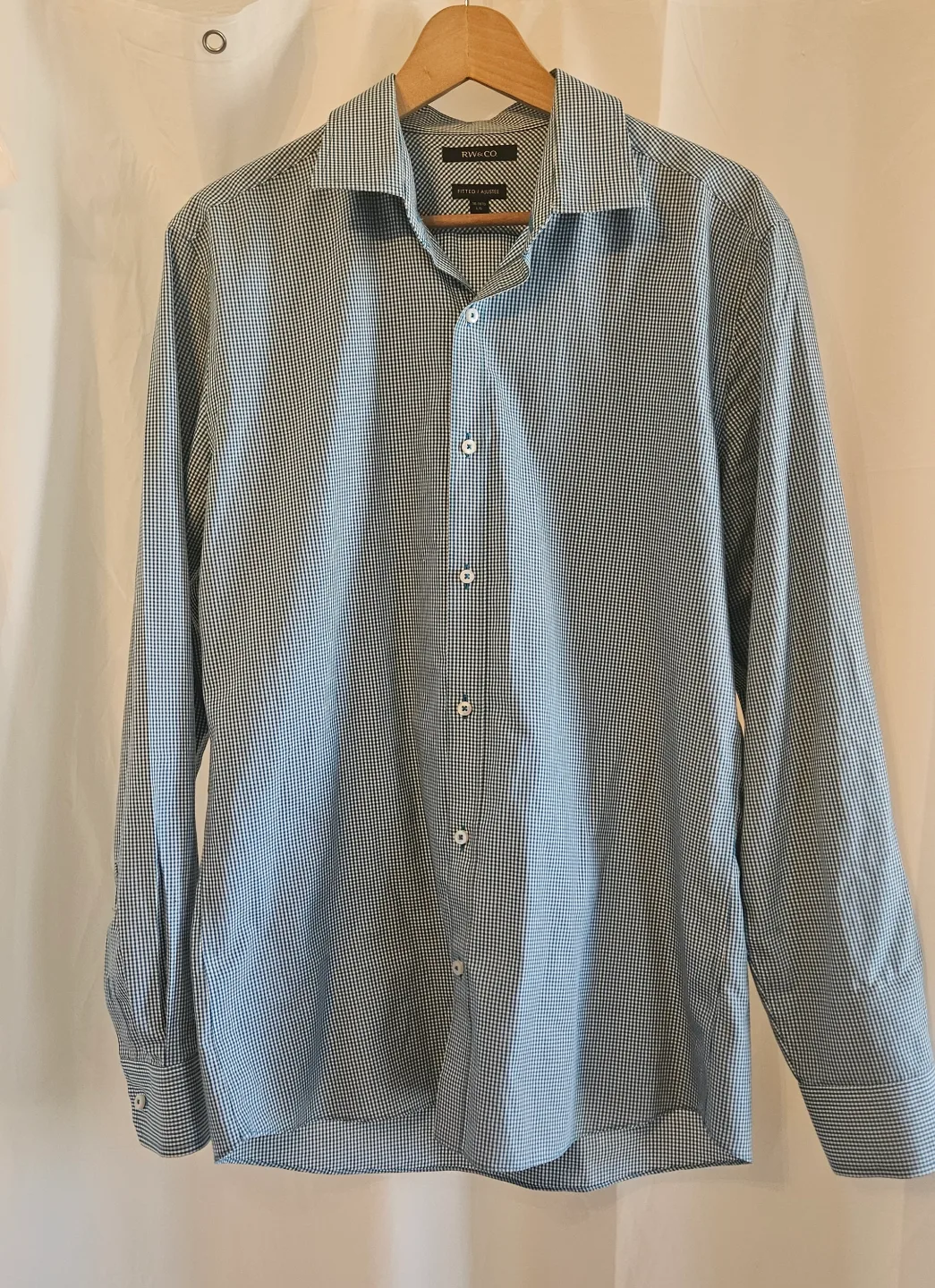 RW&CO Button Up Long Sleeve Dress Shirt Mens L (16) Blue Fitted thumbnail
