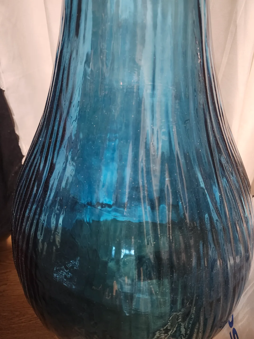 Large Teal Glass Floor Vase image indicator(3)