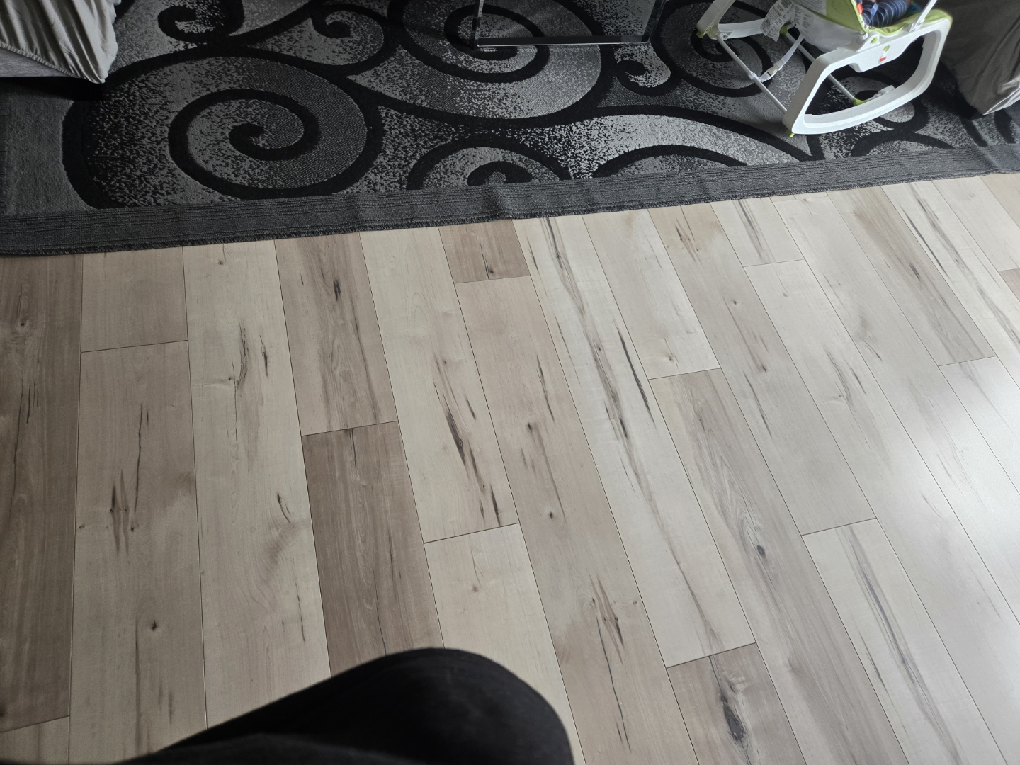 Elegant Grey and Black Swirl Area Rug