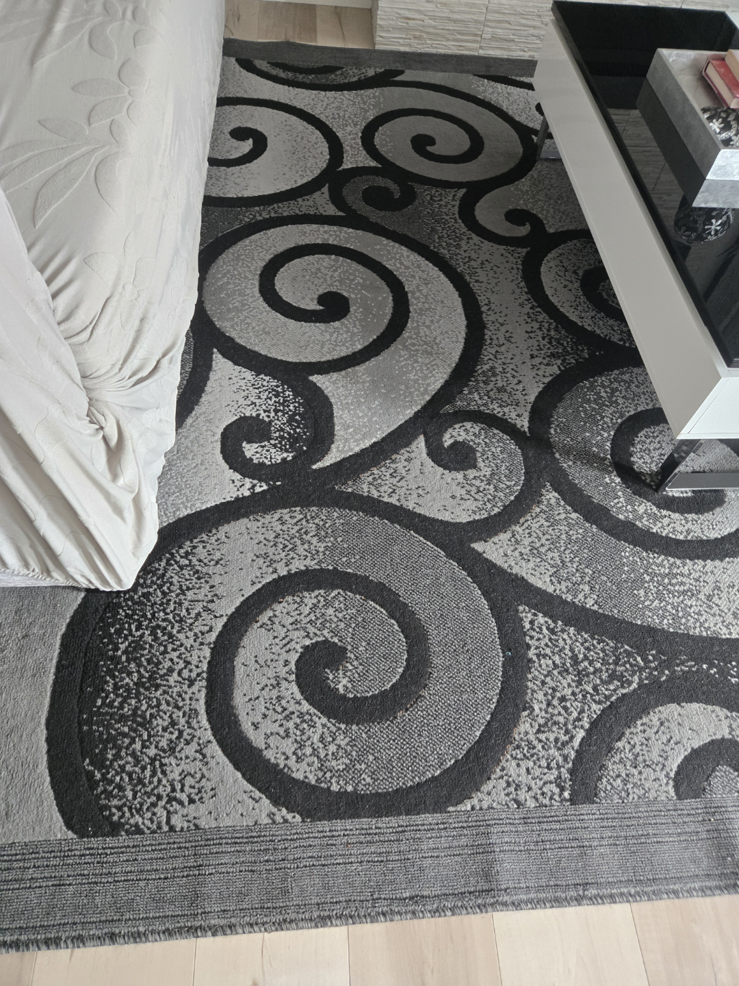 Elegant Grey and Black Swirl Area Rug - photo 2