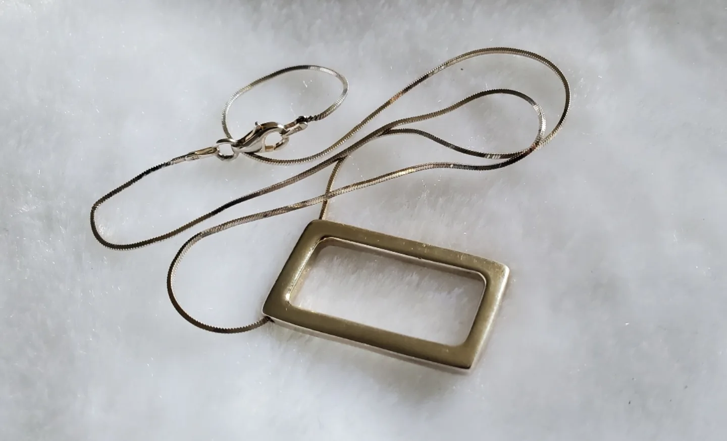 Vintge Birks Silver Rectangle Pendant Necklace image indicator(3)