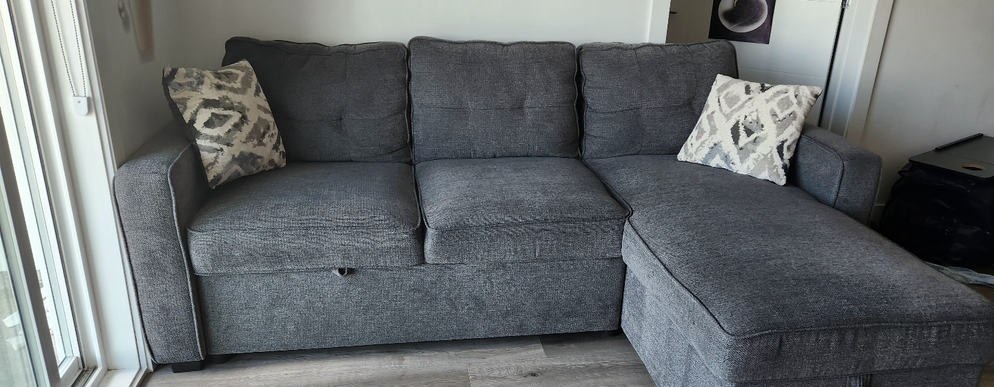 Grey Sectional Sofa with Pull-Out Sleeper - photo 2