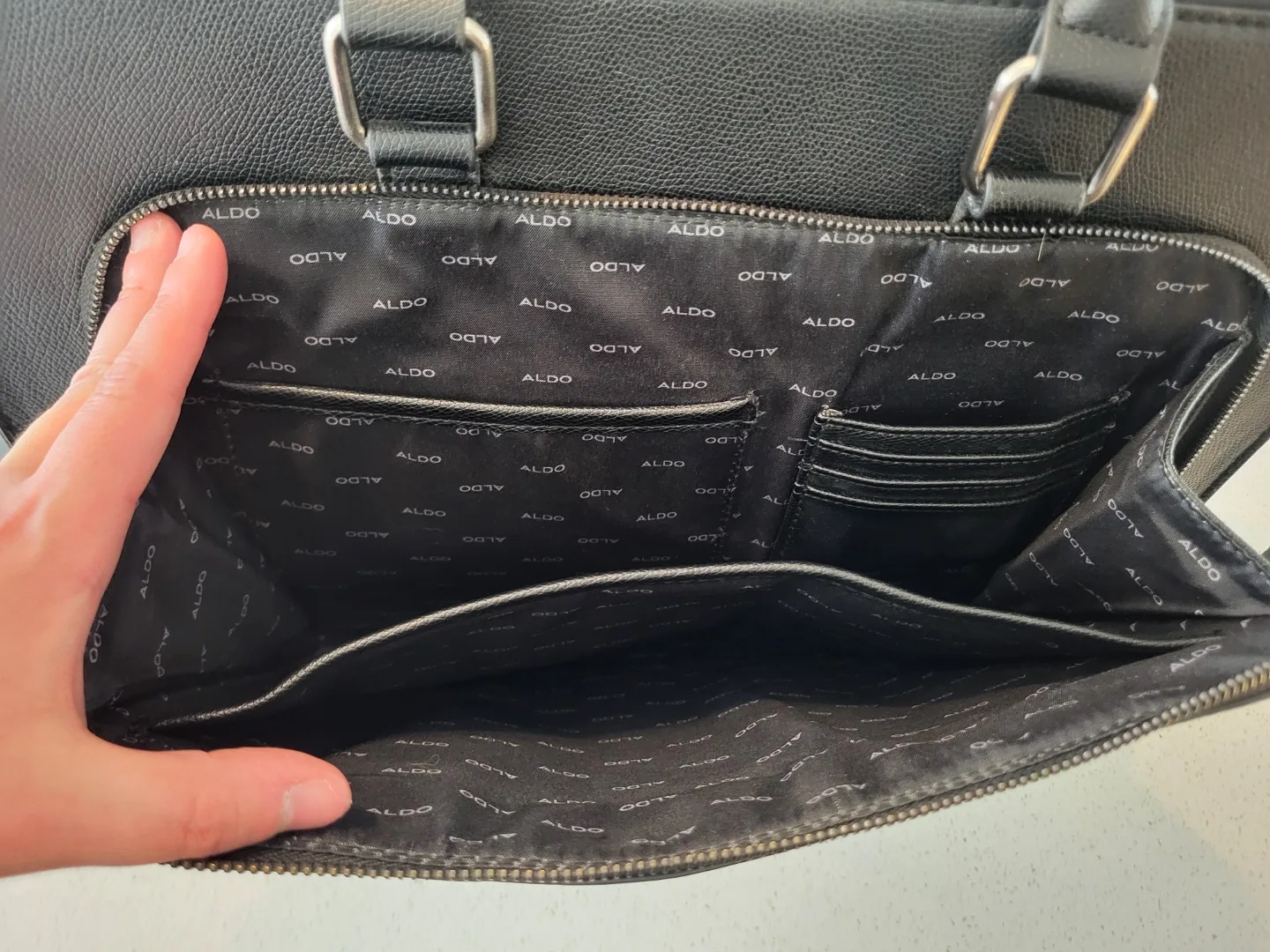 ALDO Black Leather Briefcase Bag image indicator(3)