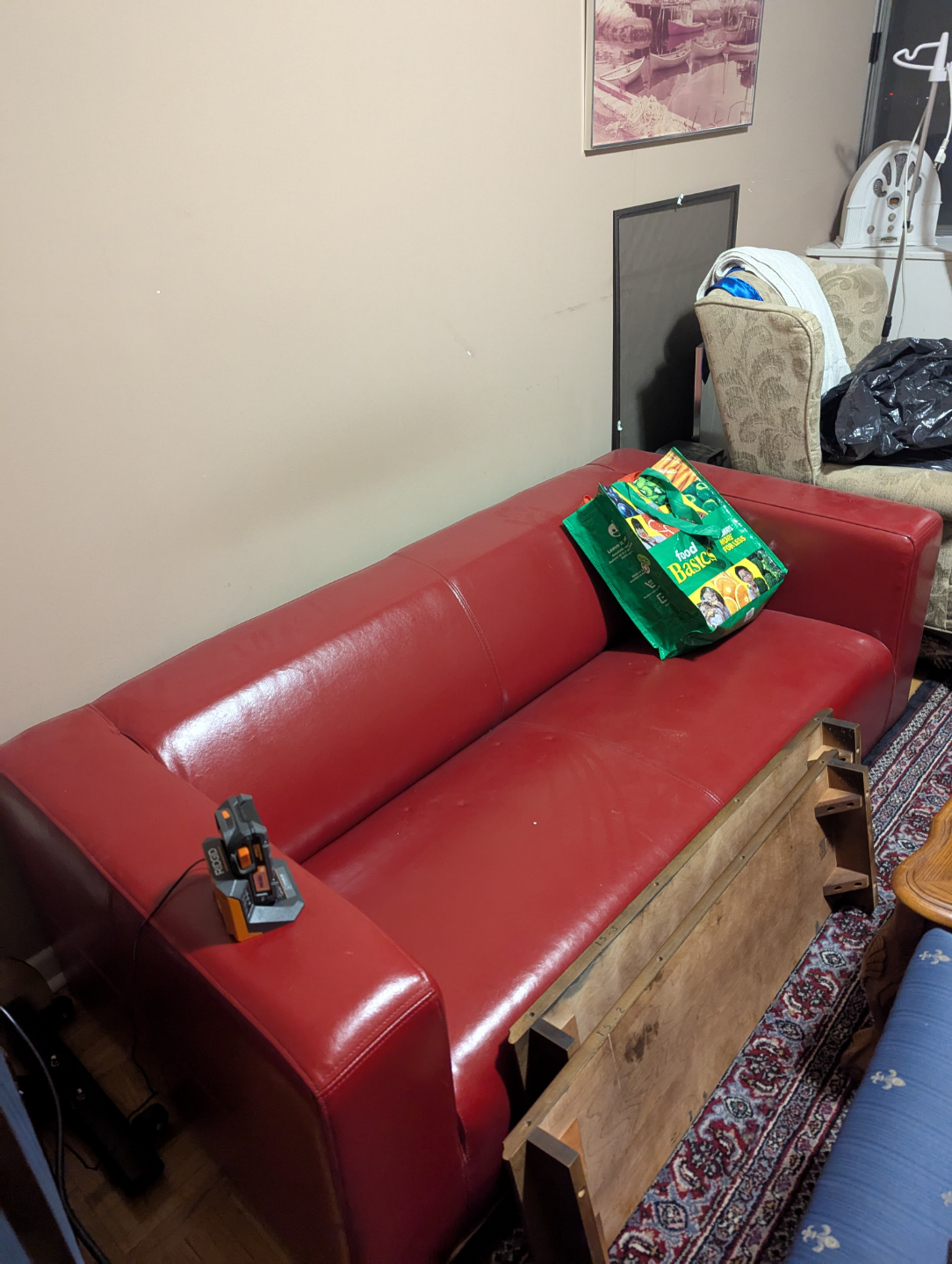 Red Leatherette Sofa