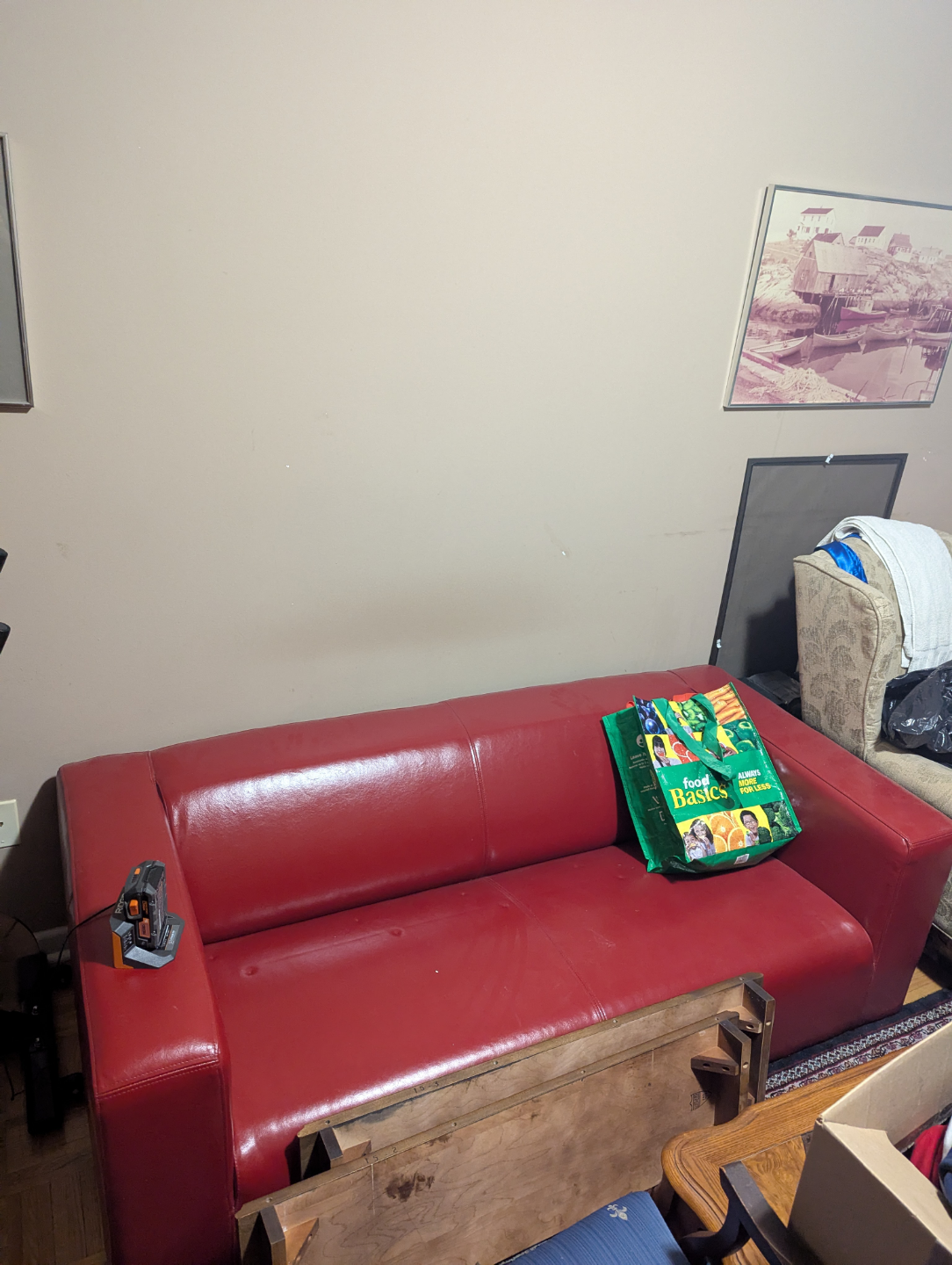 Red Leatherette Sofa - photo 2
