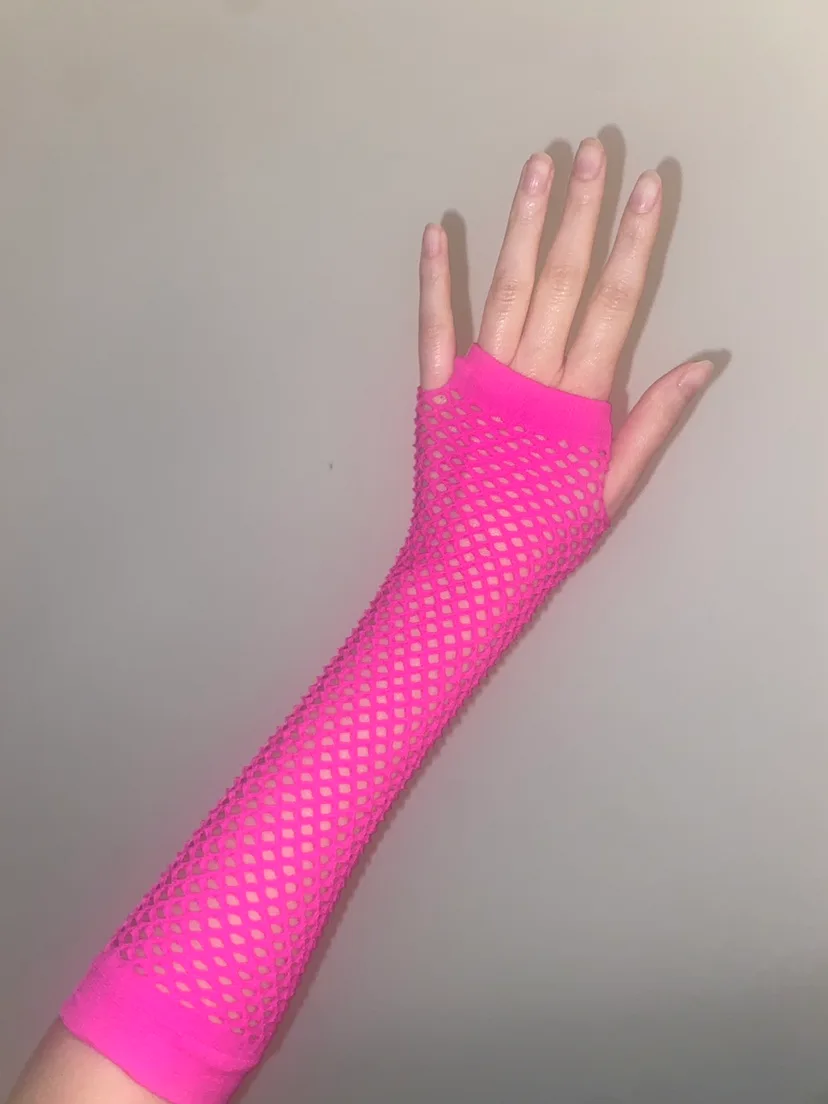 Pink Fishnet Arm Warmers thumbnail