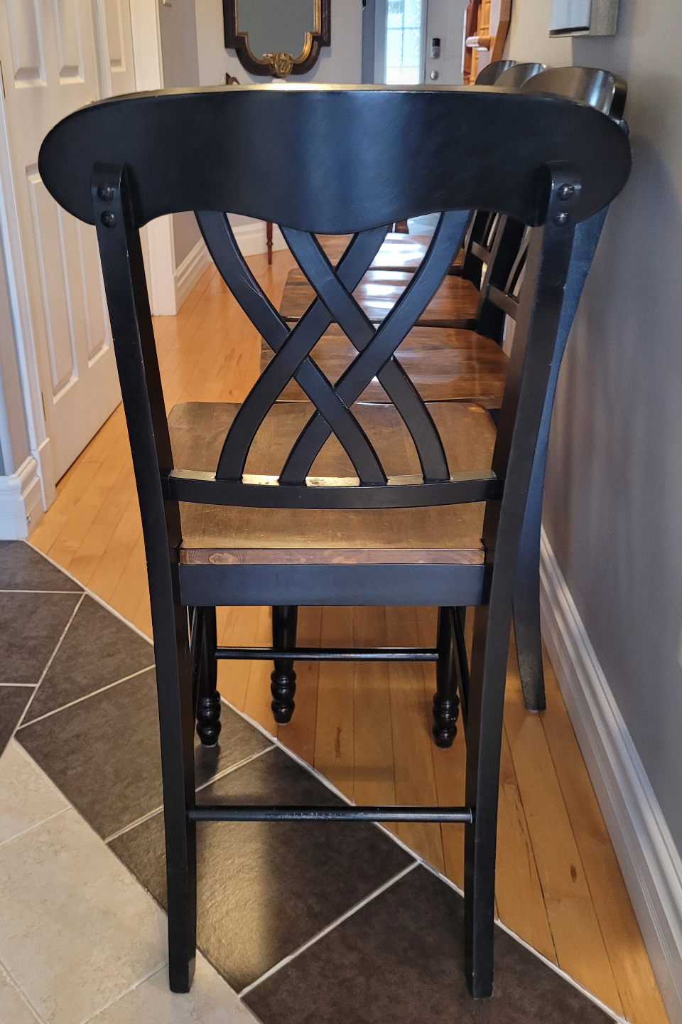 Set of 4 Black and Brown Kitchen Counter Height Chairs - photo 4