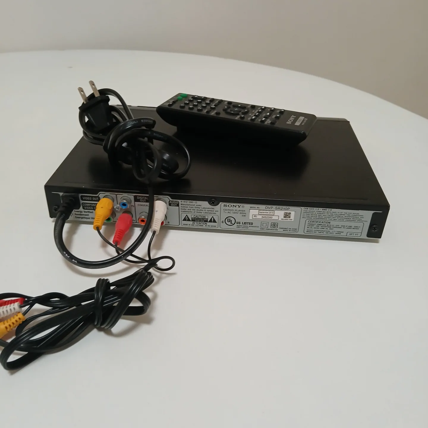 Sony DVD Player DVP-SR210P with Remote and Cables image indicator(3)