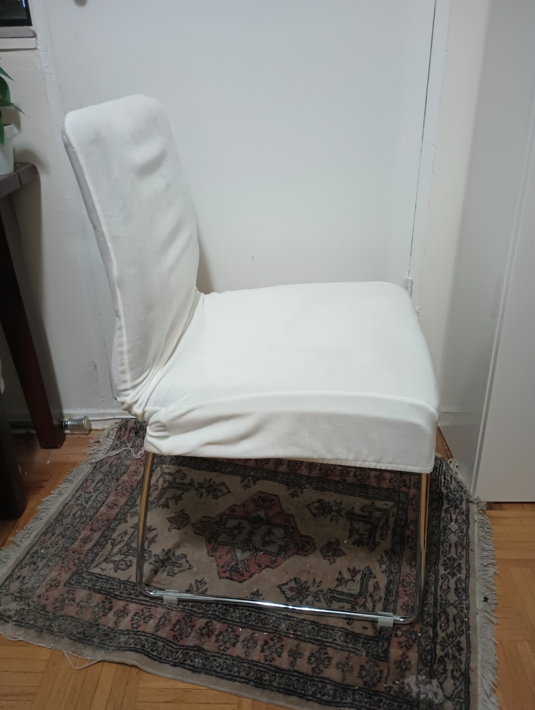 🧡  Modern LeatherChair w White Velvet Slipcover Cover - photo 4