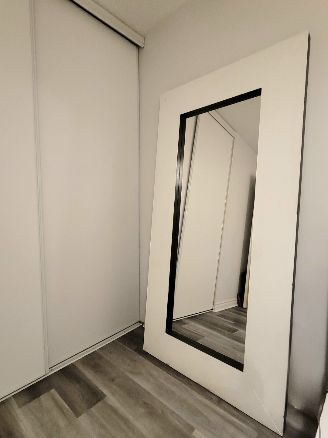 Large Floor Mirror with Black and White Frame