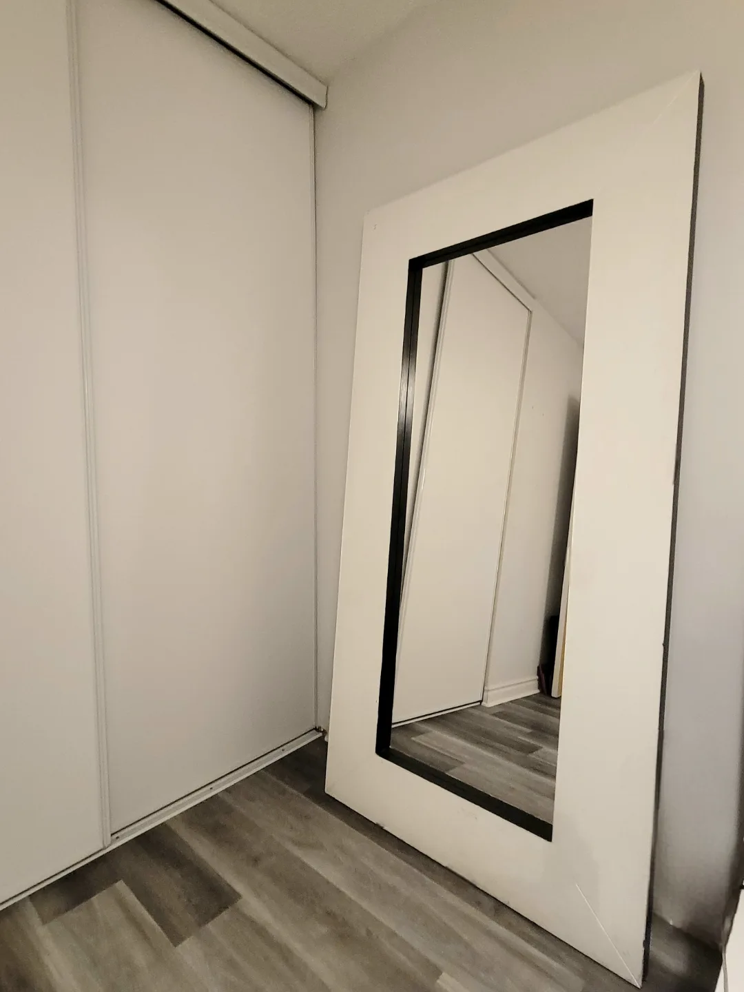 Large Floor Mirror with Black and White Frame thumbnail