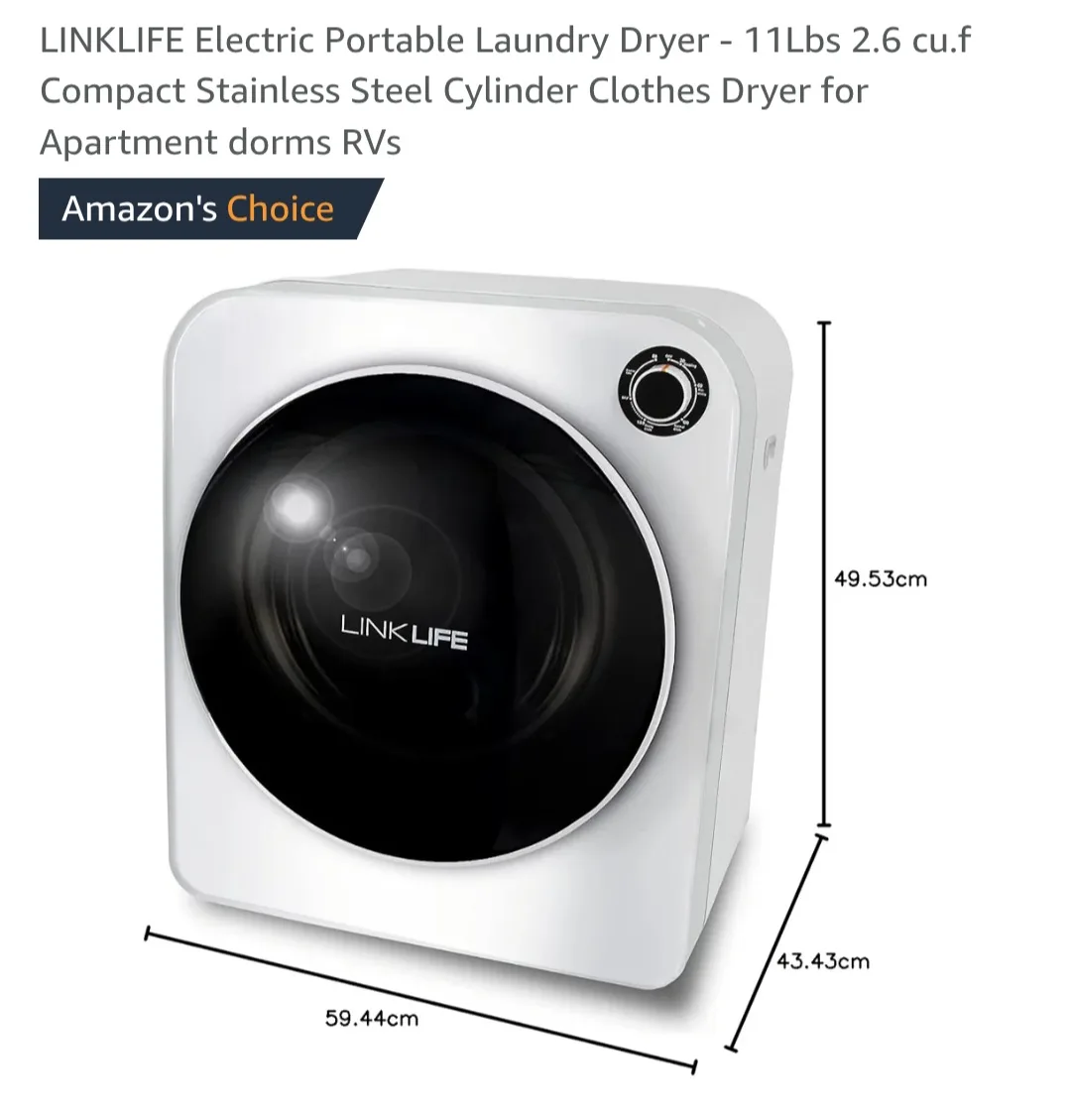 LINKLIFE 11lbs 2.6 cu.ft Electric Portable Compact Laundry Dryer