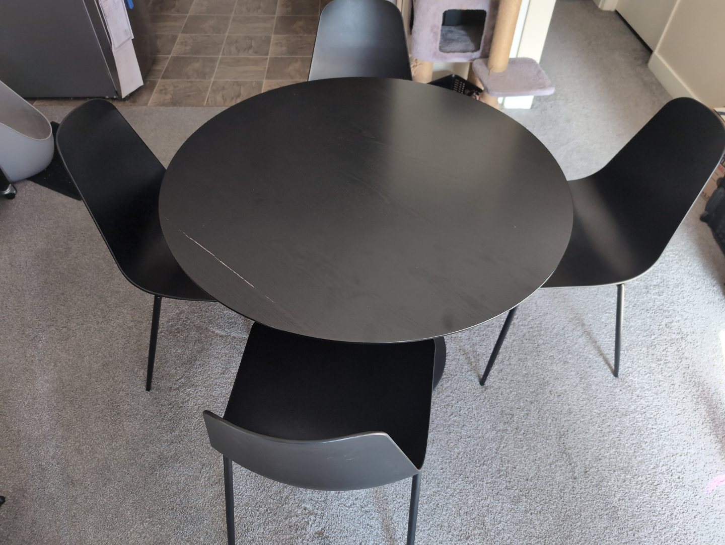 Black Dining Table and Four Chairs Set