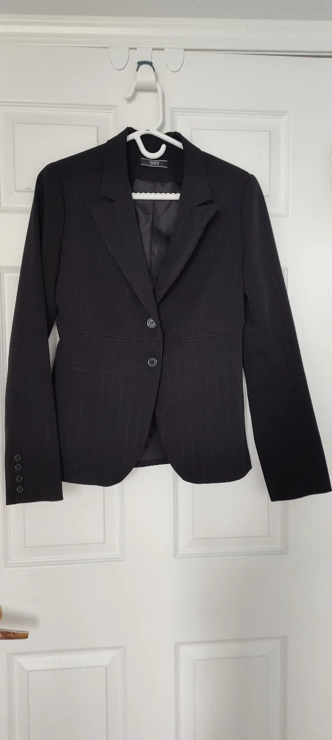 Suzy Women's Black Pinstripe Blazer Jacket thumbnail