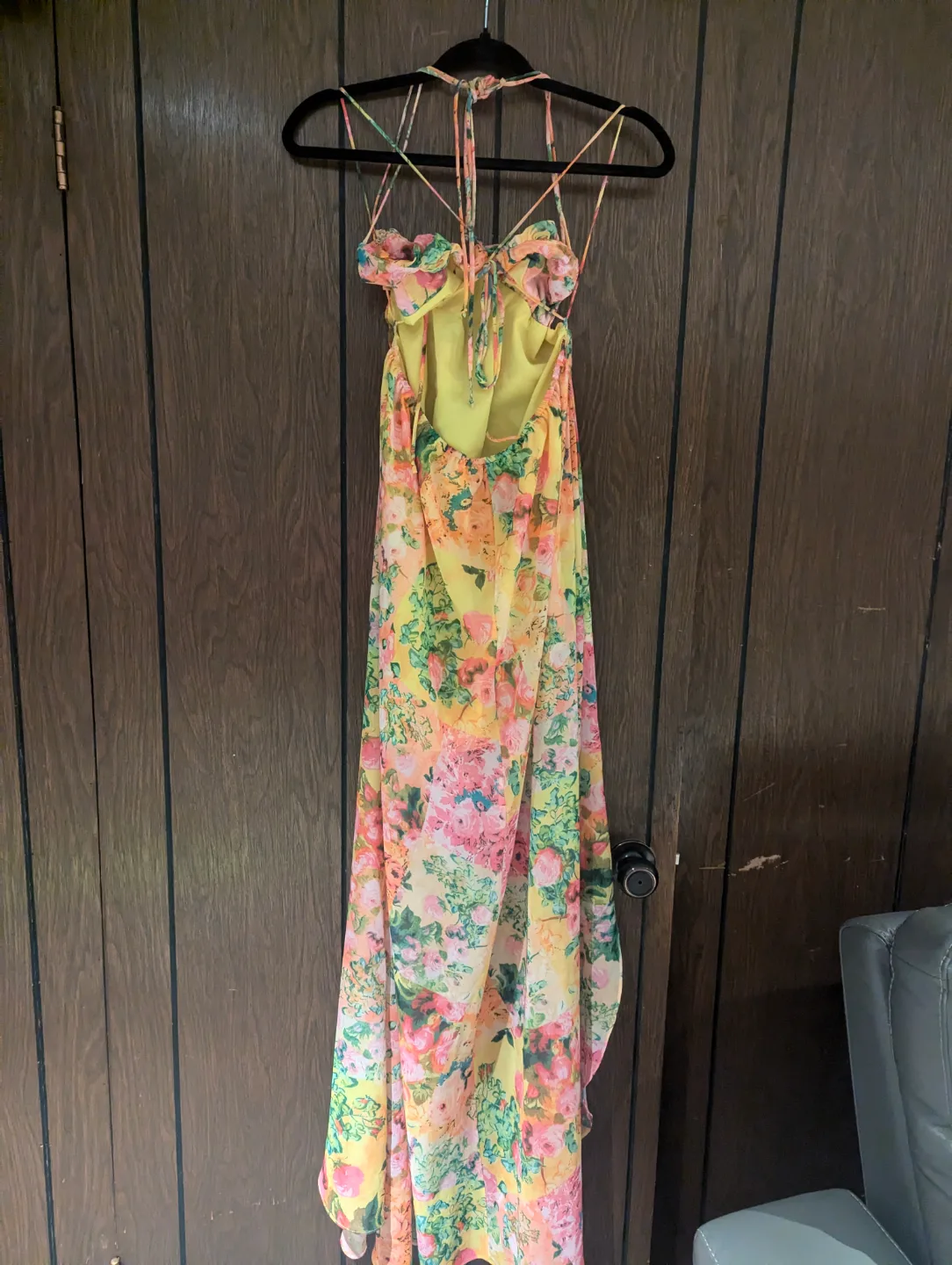 Floral Thigh Slit Maxi Sundress image indicator(3)
