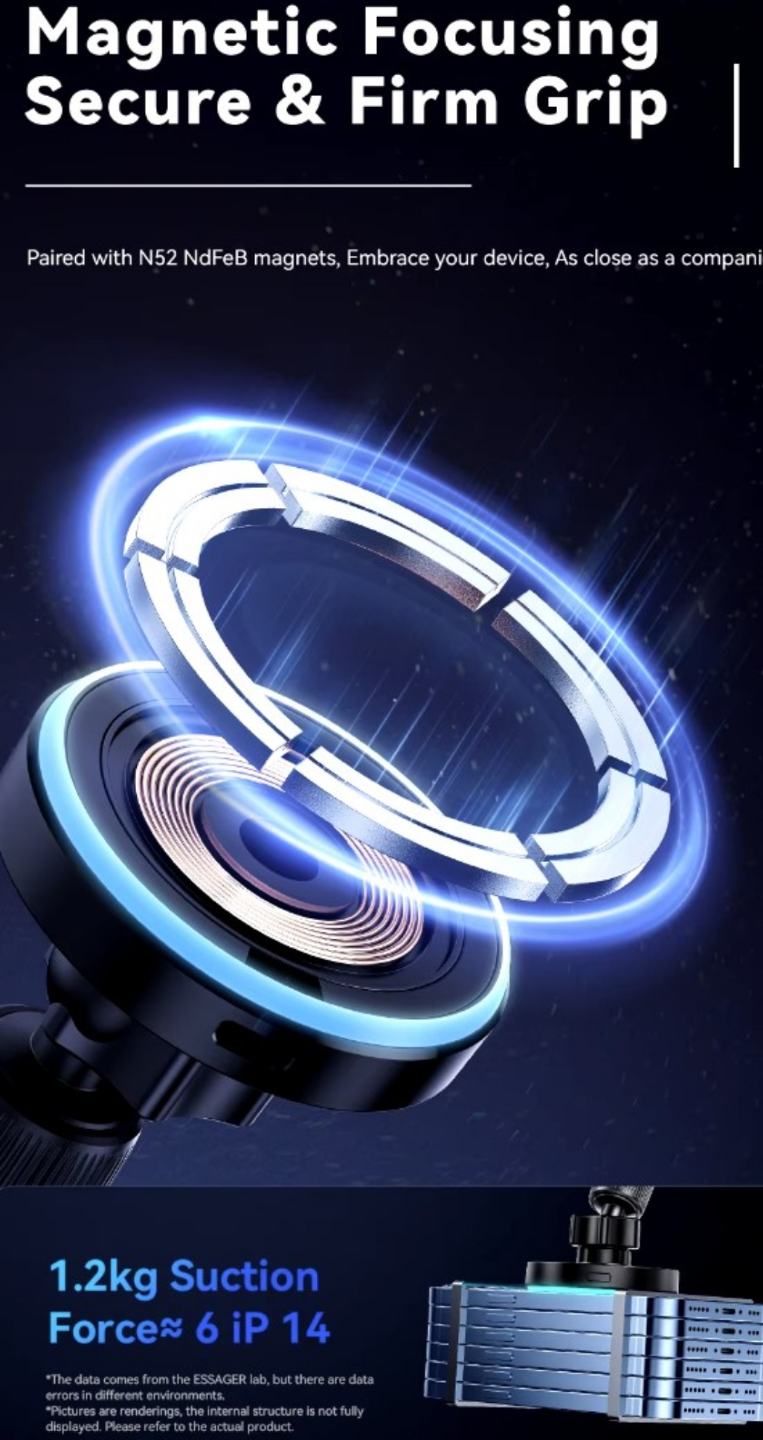 Magnetic Wireless Charger Car Phone Holder Fast Charging vent - photo 4