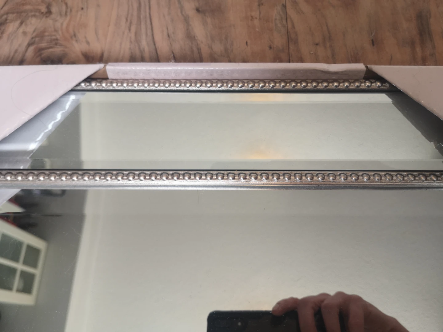 Decorative Wall Mirror with Silver Beaded Frame - photo 3