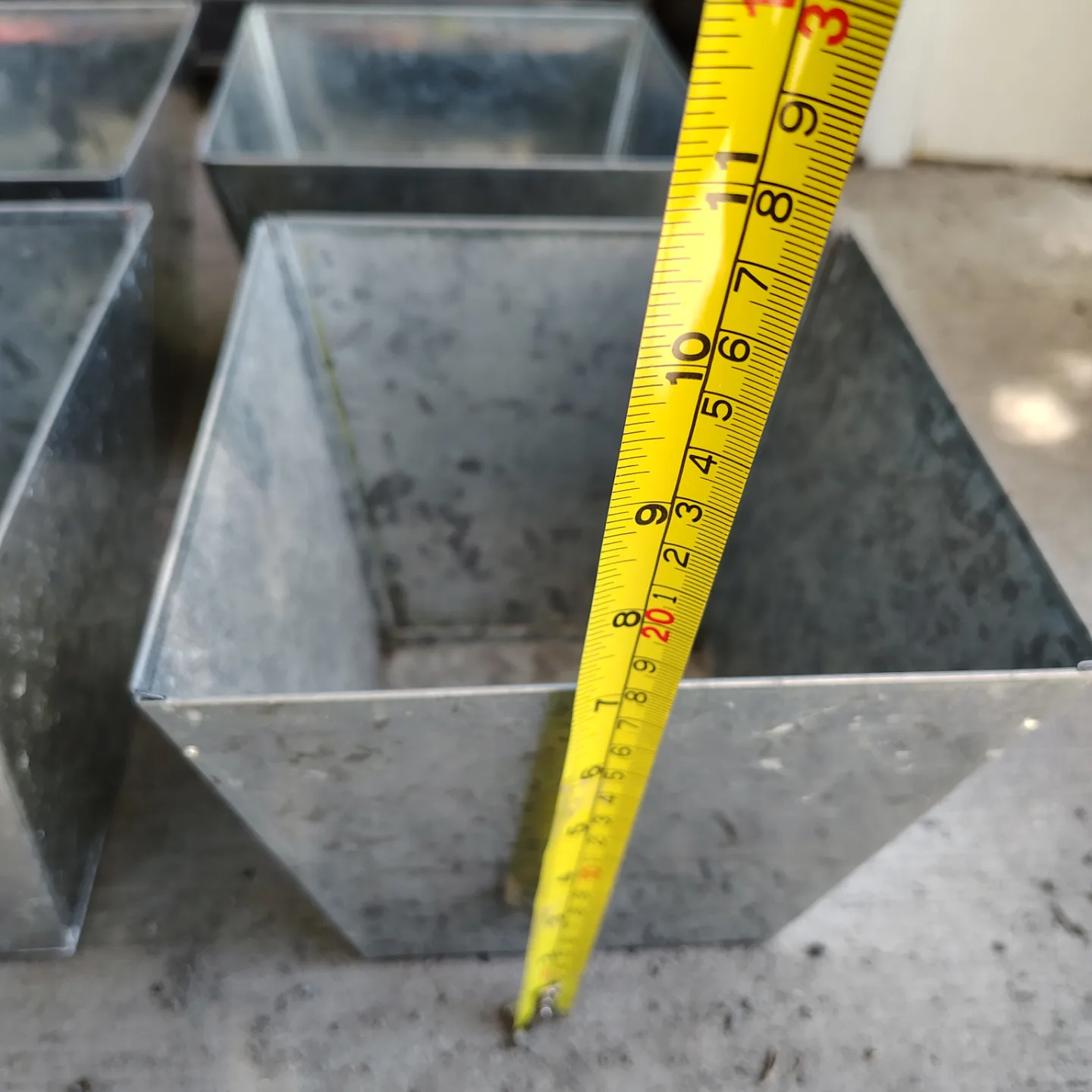 Set of Four Galvanized Metal Square Planters image indicator(2)