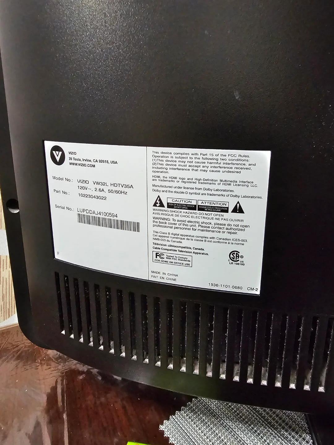 Vizio 22" HDTV - Model: VIZIO WV22L HDTV39AA image indicator(5)