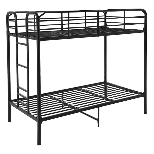 Metal Frame Bunk Bed Space-Saving, Black - photo 3