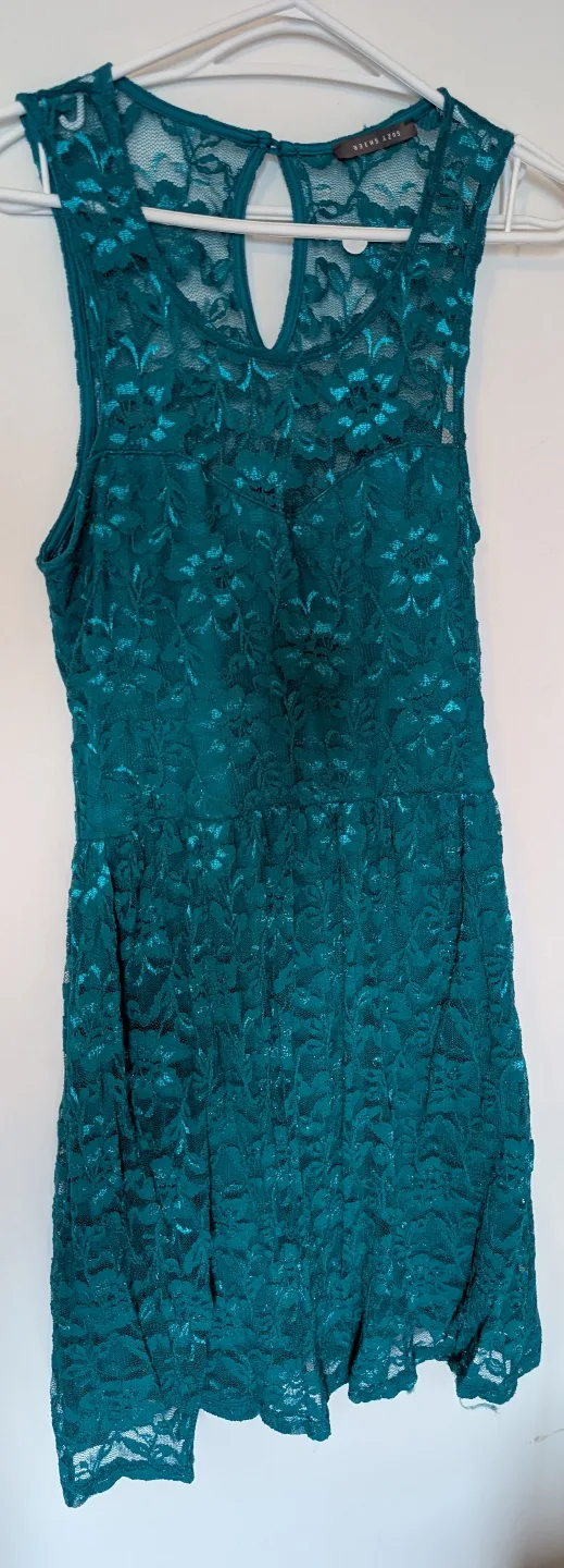 Suzy Shier Teal Lace Dress thumbnail