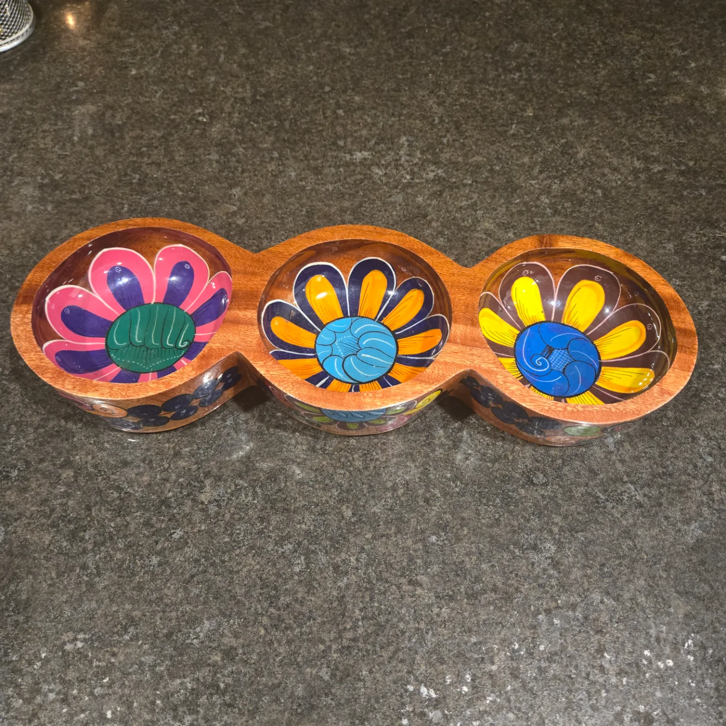 Talavera Hand Painted Mexican Folk Art Wooden Bowls thumbnail