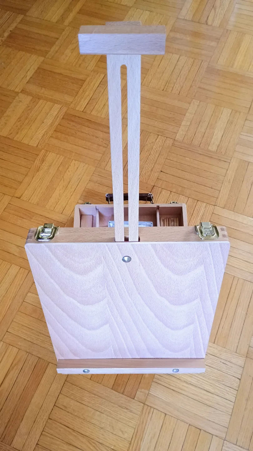 Portable Wooden Artist's Easel and Case with Paint and Supplies thumbnail