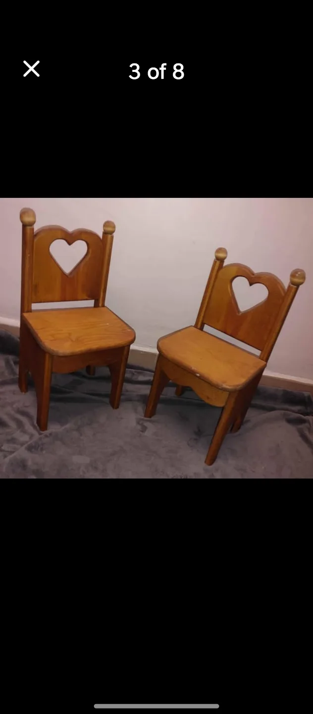 Vintage Wooden Children's DOLL Table and Chairs image indicator(3)