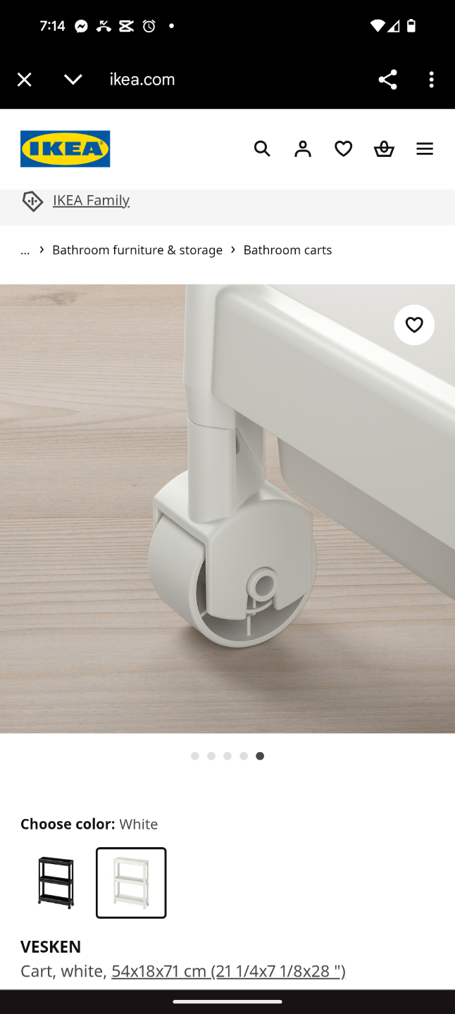 IKEA VESKEN 3-Tier Rolling Cart - White - photo 5